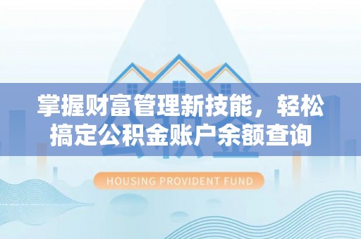 大安掌握财富管理新技能，轻松搞定公积金账户余额查询